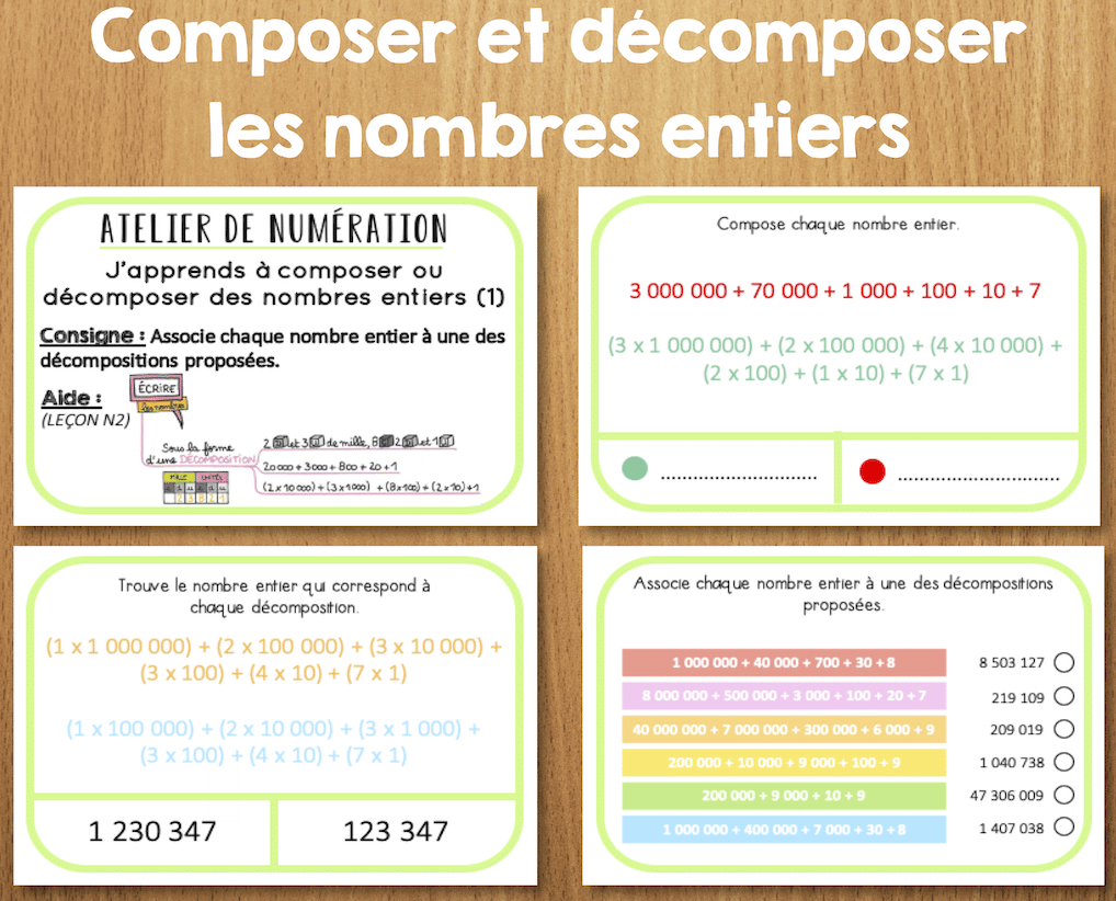 Ateliers autonomes Numération Composer et les nombres entiers